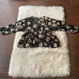 ASOS Sheer Black Floral V-Neck Babydoll Top